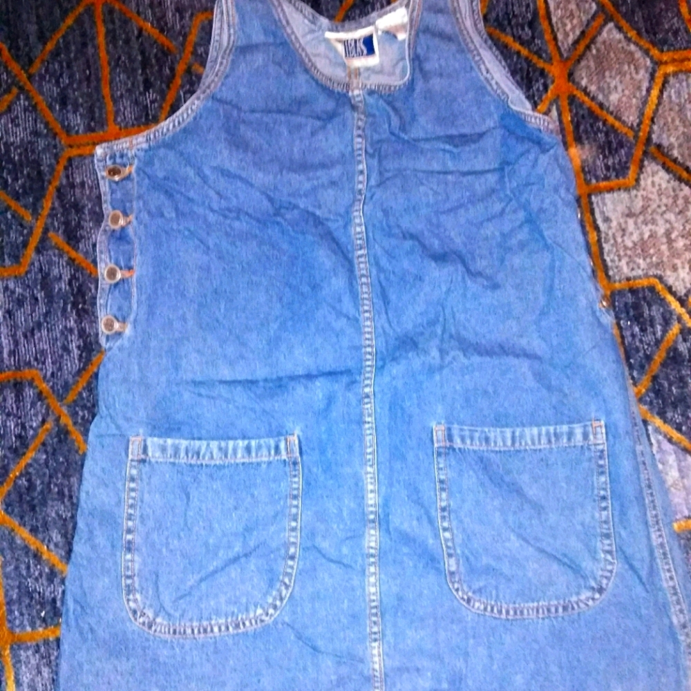 Y2k denim button overall dress